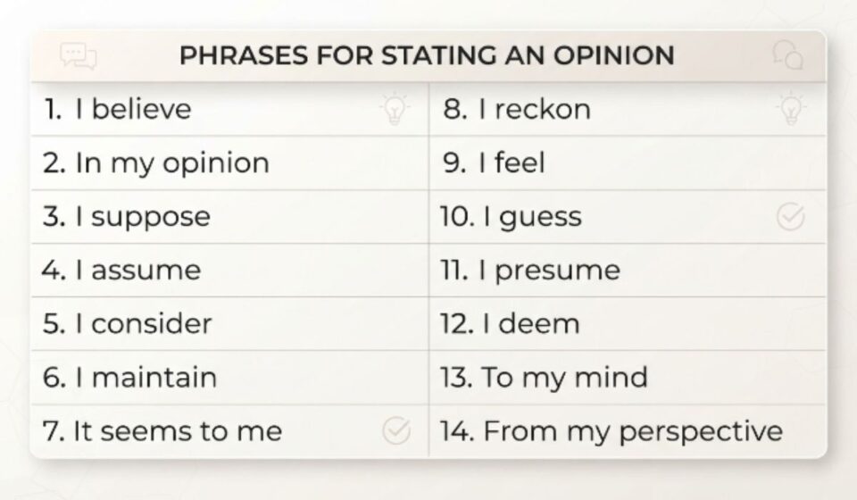 25 Other Ways to Say "I Think": Examples and Usage