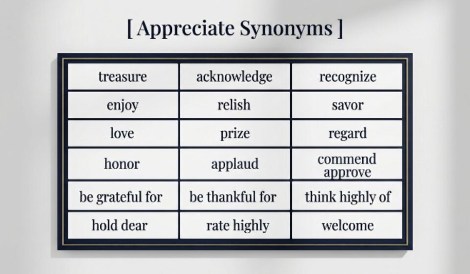 25 Synonyms for "Appreciate" With Examples for Every Situation