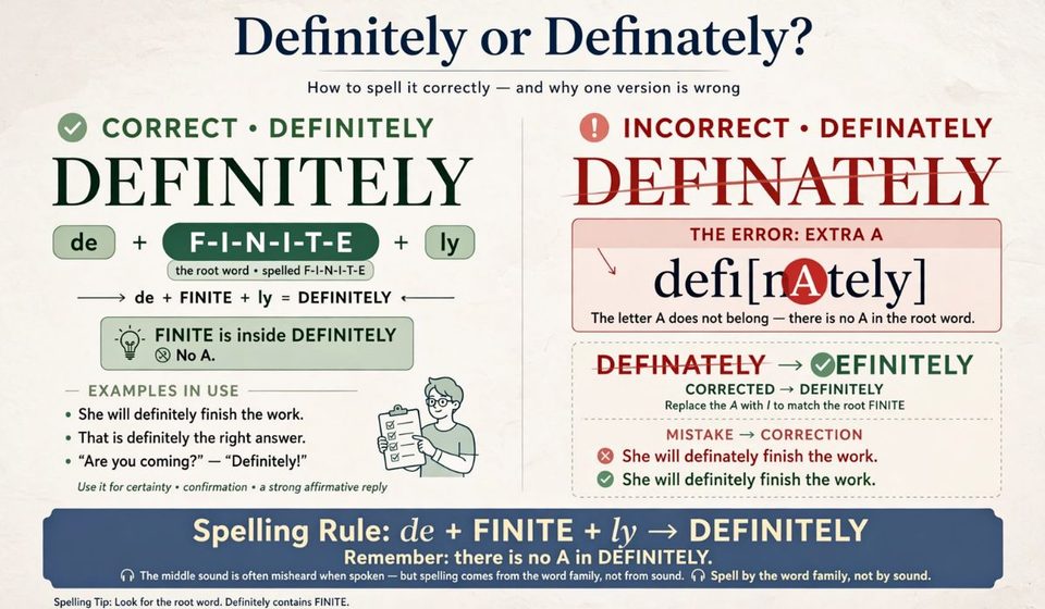 Definitely or Definately Correct Spelling and Common Mistakes