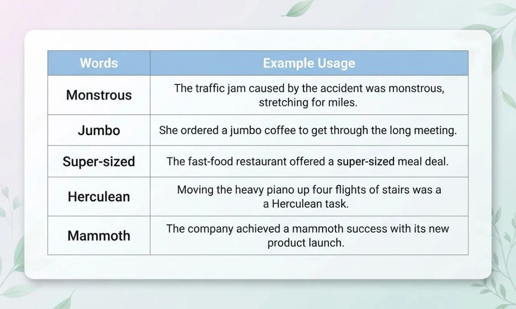 Synonym for Big with examples