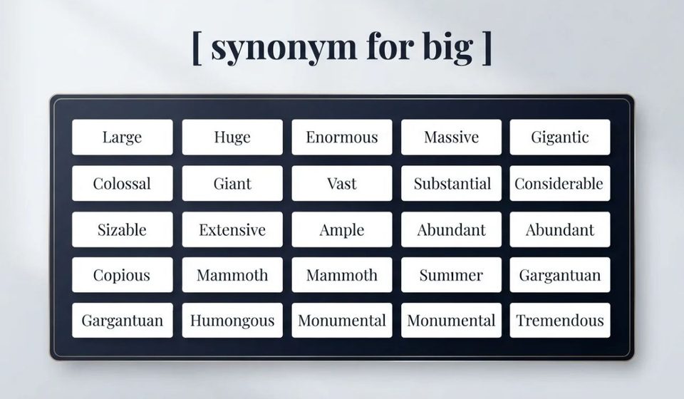 Synonym for Big_ 30 Better Words With Meanings and Examples