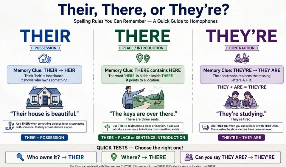 Their, There, or They are Spelling Rules and Examples