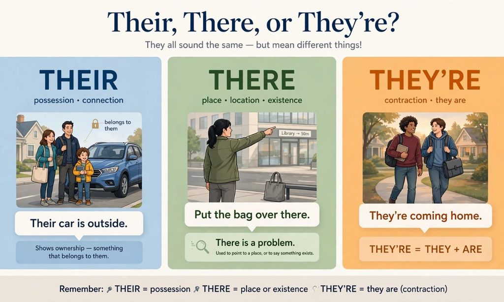 Their vs. There vs. They are Side-by-Side Comparison