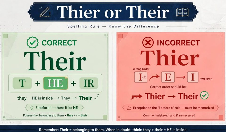 Thier or Their Which Spelling Is Correct