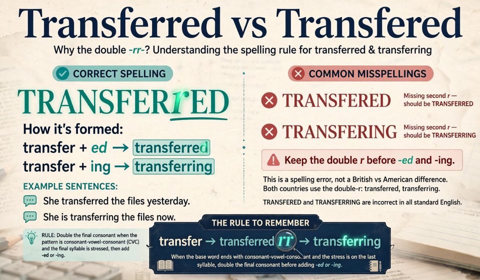 Transferred vs Transfered Which Spelling Is Correct
