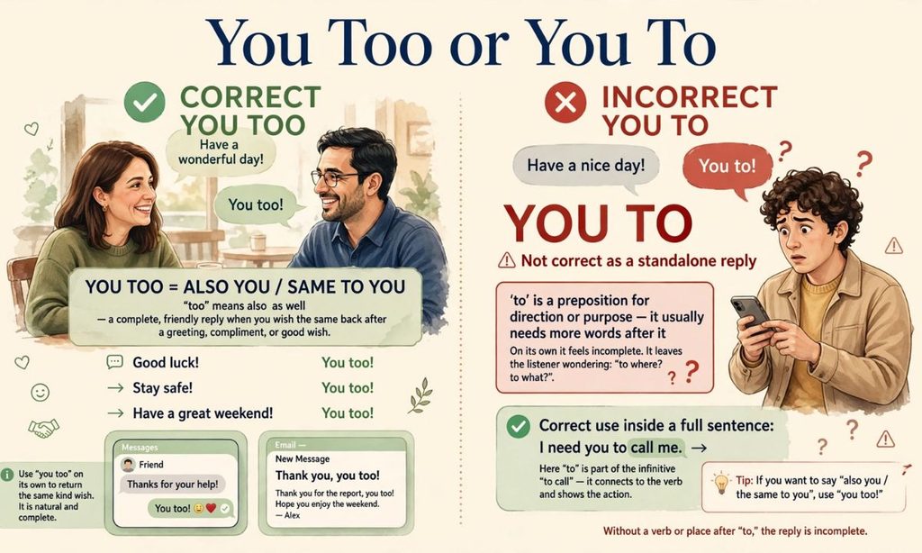 You Too or You To Examples in Writing