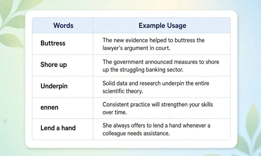 Support Synonym with Examples